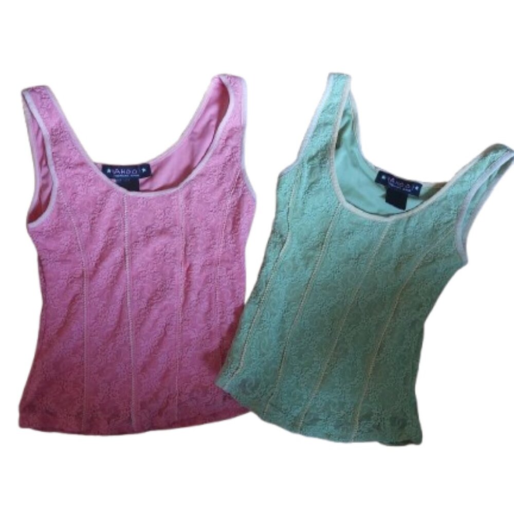 Lot of 2 Bustier Inspired Sleeveless Tops Fit Size Small